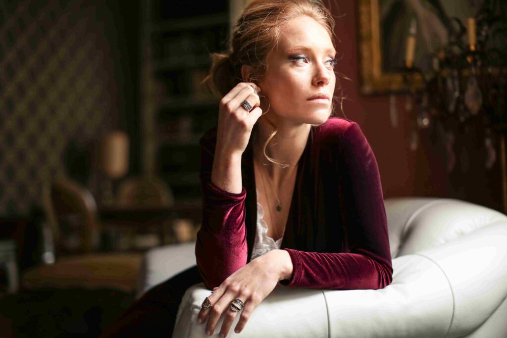 An elegant women wearing jewellery