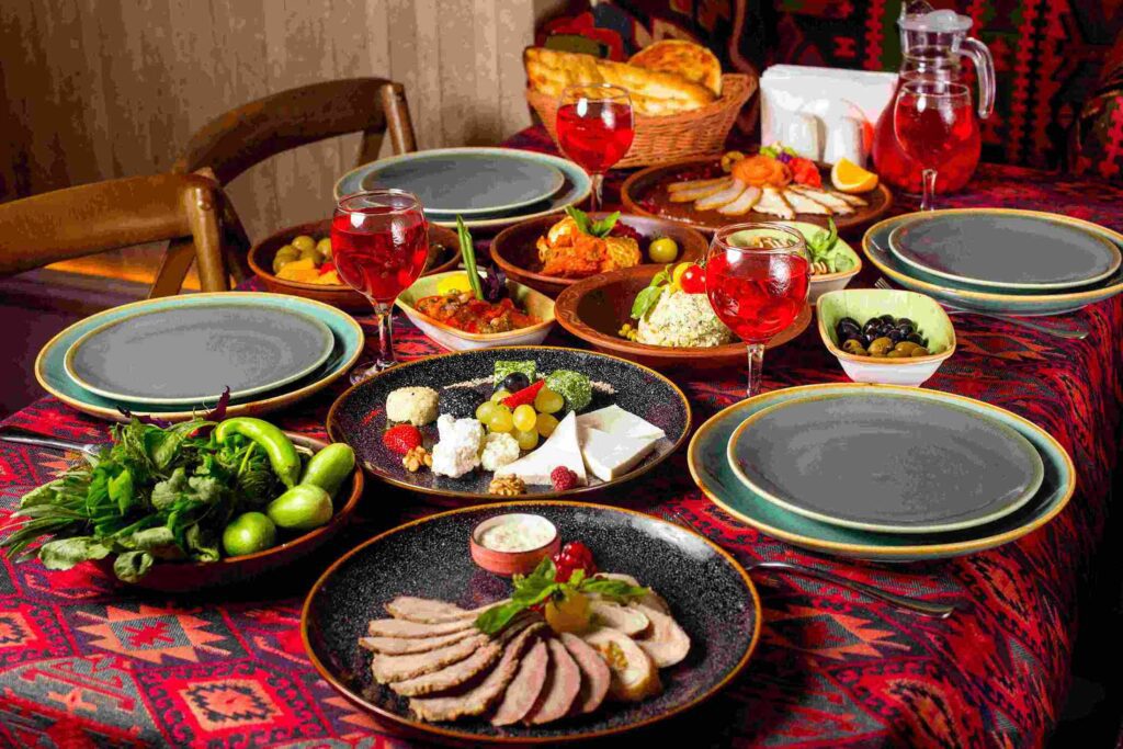 An array of dinner sets set on a table